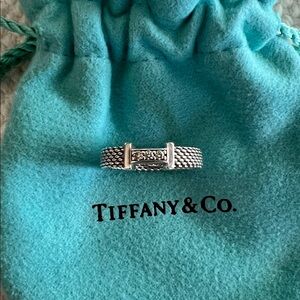Tiffany & Co. Sterling Silver Mesh Ring with Polished Bar